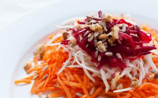 Healthy raw beet and carrot salad