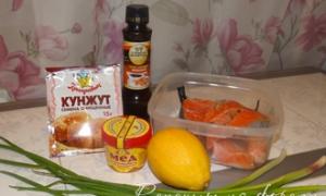 Recipe for cooking red fish - trout - in soy sauce